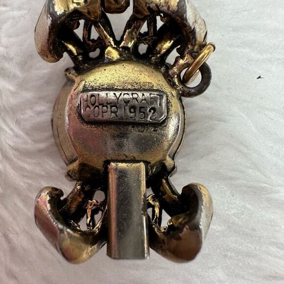 Holycraft Signed 1952 Vintage Jewelry Set Rhinestone Bracelet Earrings - Picture 5 of 8